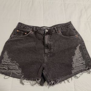 Topshop Super Ripped Mom Shorts Washed Black US 12